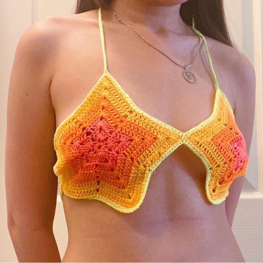 Handmade Colorful Crochet Star Halter Top